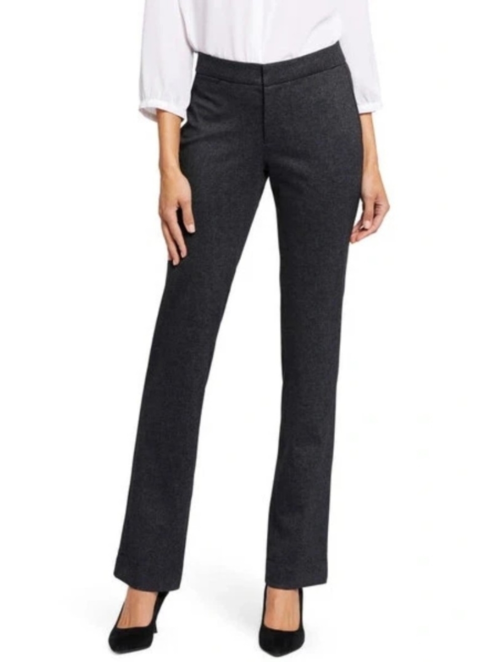 NWOT NYDJ Charcoal Gray Ponte Knit Mid-Rise Straight Leg Pants Size 6